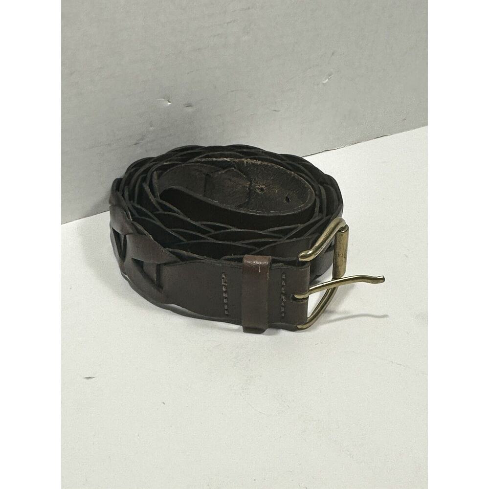 Braided Leather Sz 38 Brown Top Grain Leather‎ Solid Brass Buckle Mexico Luxury